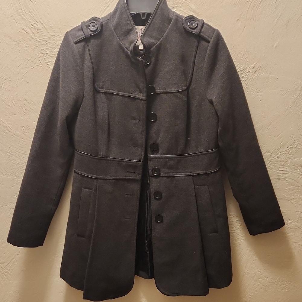 Wallflower Charcoal Button-Up Trench Coat